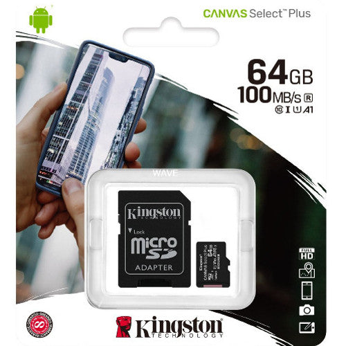 Kingston Micro SD Speicherkarte 64GB 100MB/s UHS-I inkl. SD-Adapter