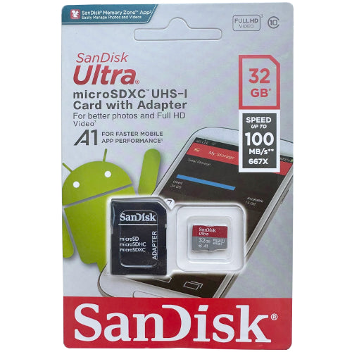 SanDisk Ultra Micro SD Speicherkarte 32GB 100MB/s UHS-I inkl. SD-Adapter